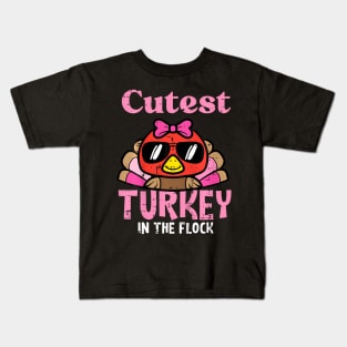 Thanksgiving Cutest Turkey Flock Girls Kids Toddlers Youth Kids T-Shirt